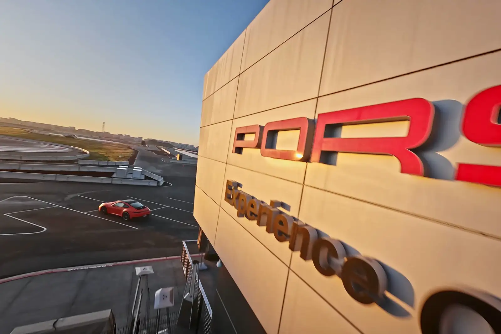 Porsche 911 commercial film set with FPV drone